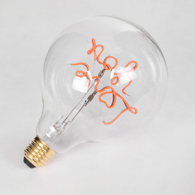 GLOBOSTAR® LOVE YOU 99260 Λάμπα E27 G125 LED 4W 340lm 360° AC 220-240V IP20 Κόκκινο Dimmable - Filament Chip - Διάφανο - Μ12.5 x Π12.5 x Υ18cm - 3 Χρόνια Εγγύηση