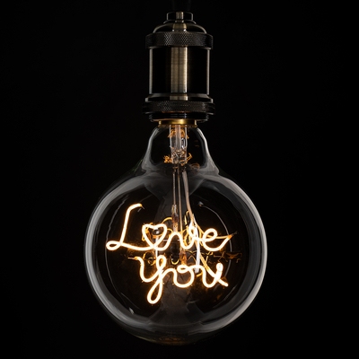 GLOBOSTAR® LOVE YOU 99261 Λάμπα E27 G125 LED 4W 340lm 360° AC 220-240V IP20 Ultra Θερμό Λευκό 2200K Dimmable - Filament Chip - Διάφανο - Μ12.5 x Π12.5 x Υ18cm - 3 Χρόνια Εγγύηση