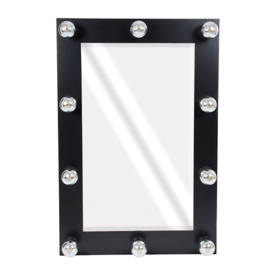 GloboStar® MAKEUP MIRROR-60x90-5 Μοντέρνος Καθρέπτης Μακιγιάζ με Πλαίσιο Φυσικού Ξύλου με Διακόπτη On/Off 10 x E27 AC220-240V - Μ60 x Π7 x Υ90cm - Μαύρος Έβενος