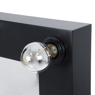 GloboStar® MAKEUP MIRROR-60x90-5 Μοντέρνος Καθρέπτης Μακιγιάζ με Πλαίσιο Φυσικού Ξύλου με Διακόπτη On/Off 10 x E27 AC220-240V - Μ60 x Π7 x Υ90cm - Μαύρος Έβενος