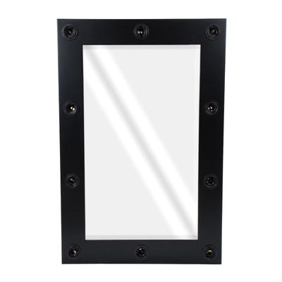 GloboStar® MAKEUP MIRROR-60x90-5 Μοντέρνος Καθρέπτης Μακιγιάζ με Πλαίσιο Φυσικού Ξύλου με Διακόπτη On/Off 10 x E27 AC220-240V - Μ60 x Π7 x Υ90cm - Μαύρος Έβενος