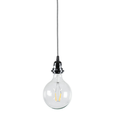 GLOBOSTAR® WHIP 77668 Μοντέρνο DIY Φωτιστικό με Υφασμάτινο Καλώδιο, Ντουί 1 x E27, Διακόπτη On/Off & Πρίζα AC 220-240V IP20 - Λευκό & Μαύρο - Μ150 x Π5.8 x Υ5.8cm