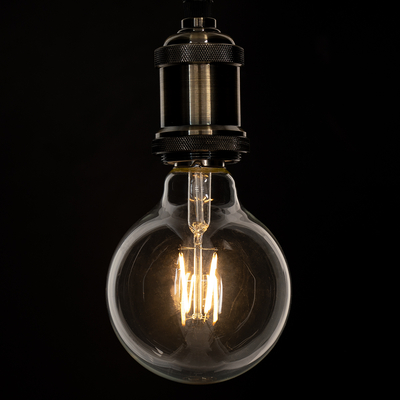 GLOBOSTAR® BUBBLE 99009 Λάμπα E27 G95 LED 4W 400lm 360° AC 220-240V IP20 Θερμό Λευκό 2700K - Long Filament Chip - Διάφανο - Μ9.5 x Π9.5 x Υ13.7cm - 3 Χρόνια Εγγύηση