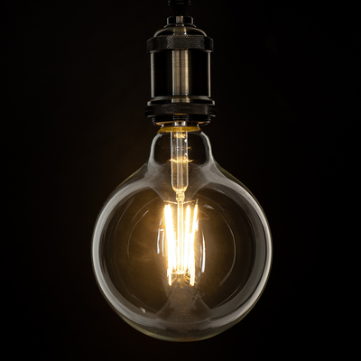 GLOBOSTAR® BUBBLE 99013 Λάμπα E27 G125 LED 8W 800lm 360° AC 220-240V IP20 Θερμό Λευκό 2700K Dimmable - Long Filament Chip - Διάφανο - Μ12.5 x Π12.5 x Υ18cm - 3 Χρόνια Εγγύηση