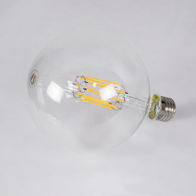 GLOBOSTAR® BUBBLE 99014 Λάμπα E27 G125 LED 12W 1200lm 360° AC 220-240V IP20 Θερμό Λευκό 2700K Dimmable - Long Filament Chip - Διάφανο - Μ12.5 x Π12.5 x Υ18cm - 3 Χρόνια Εγγύηση