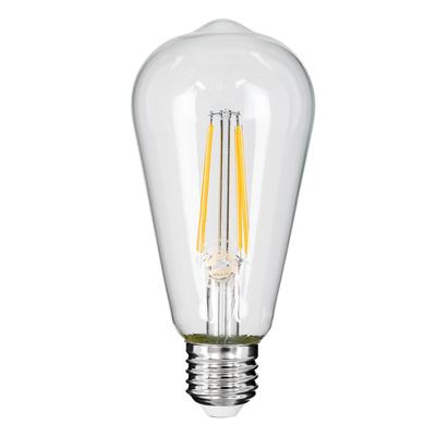 GLOBOSTAR® PEAR 99016 Λάμπα E27 ST64 LED 8W 800lm 360° AC 220-240V IP20 Θερμό Λευκό 2700K Dimmable - Long Filament Chip - Διάφανο - Μ6.4 x Π6.4 x Υ14cm - 3 Χρόνια Εγγύηση