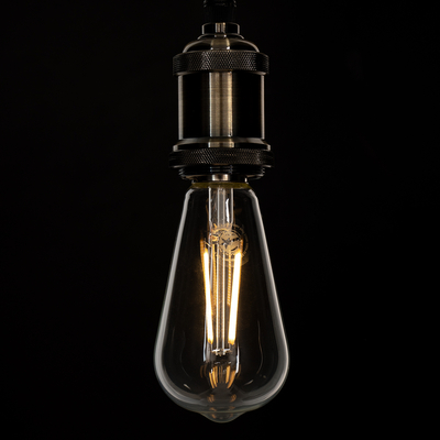 GLOBOSTAR® PEAR 99016 Λάμπα E27 ST64 LED 8W 800lm 360° AC 220-240V IP20 Θερμό Λευκό 2700K Dimmable - Long Filament Chip - Διάφανο - Μ6.4 x Π6.4 x Υ14cm - 3 Χρόνια Εγγύηση