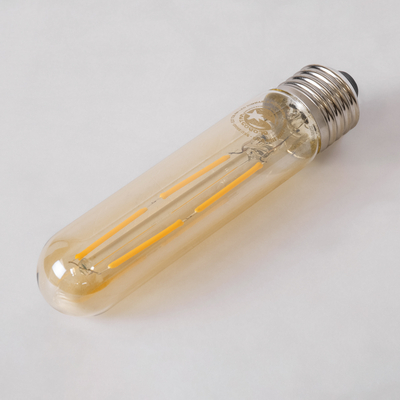 GLOBOSTAR® TUBIS 99049 Λάμπα Σωλήνας E27 T30 LED 4W 350lm 360° AC 220-240V IP20 Ultra Θερμό Λευκό 2200K Dimmable - Long Filament Chip - Μελί - Μ3 x Π3 x Υ13.5cm - 3 Χρόνια Εγγύηση