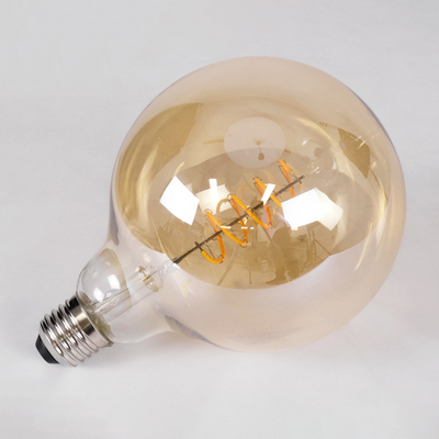 GLOBOSTAR® BUBBLE 99138 Λάμπα E27 G125 LED 4W 280lm 360° AC 220-240V IP20 Ultra Θερμό Λευκό 2200K Dimmable - Soft S Spiral Filament Chip - Μελί - Μ12.5 x Π12.5 x Υ18cm - 3 Χρόνια Εγγύηση