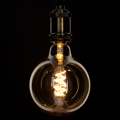 GLOBOSTAR® BUBBLE 99138 Λάμπα E27 G125 LED 4W 280lm 360° AC 220-240V IP20 Ultra Θερμό Λευκό 2200K Dimmable - Soft S Spiral Filament Chip - Μελί - Μ12.5 x Π12.5 x Υ18cm - 3 Χρόνια Εγγύηση