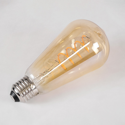 GLOBOSTAR® PEAR 99144 Λάμπα E27 ST64 LED 4W 280lm 360° AC 220-240V IP20 Ultra Θερμό Λευκό 2200K Dimmable - Soft S Spiral Filament Chip - Μελί - Μ6.4 x Π6.4 x Υ14cm - 3 Χρόνια Εγγύηση