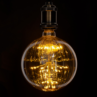 GLOBOSTAR® PUMPKIN 99211 Λάμπα E27 G150 LED 1.6W 140lm 360° AC 220-240V IP20 Ultra Θερμό Λευκό 2200K - Diode HP Filament Chip - Μελί - Μ15 x Π15 x Υ19cm - 3 Χρόνια Εγγύηση