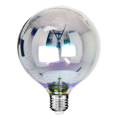 GLOBOSTAR® BUBBLE 99271 Λάμπα E27 G125 LED 3W 201lm 360° AC 220-240V IP20 Θερμό Λευκό 2700K Dimmable - Long Filament Chip - Galaxy Mirror Εφέ - Μ12.5 x Π12.5 x Υ18cm - 3 Χρόνια Εγγύηση