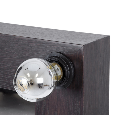 GloboStar® MAKEUP MIRROR-160x80-2 Μοντέρνος Καθρέπτης Μακιγιάζ με Πλαίσιο Φυσικού Ξύλου με Διακόπτη On/Off 20 x E27 AC220-240V - Μ80 x Π7 x Υ160cm - Καφέ Wenge