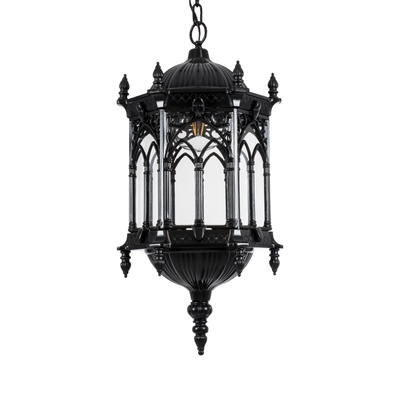 GLOBOSTAR® DARCY 00672 Vintage Κρεμαστό Φωτιστικό Οροφής με Ντουί 1 x E27 AC 220-240V IP20 - Μαύρο & Διάφανο - Μ35 x Π35 x Υ61cm