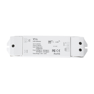 GLOBOSTAR® SKYDANCE-V1-L 71568 DC RF 2.4Ghz & Push Dimmer / Controller με 1 x 15A 480W Κανάλι DC 12-48V 15A 480W Max IP20 - RF 2.4Ghz & Push Dimming - Μ17.5 x Π4.5 x Υ2.5cm - 5 Χρόνια Εγγύηση