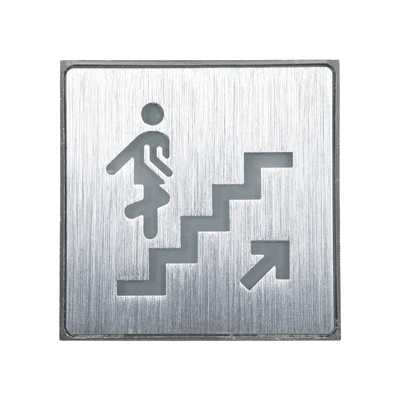 GLOBOSTAR® SENSATI 75659 Διακοσμητικό Φωτιστικό Τοίχου Ένδειξης / Σήμανσης STAIRS UP ARROW LED 1W 40lm 90° AC 220-240V IP20 Πράσινο - Νίκελ Βούρτσας - Μ11 x Π11 x Υ3cm - 2 Χρόνια Εγγύηση