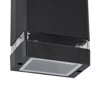 GLOBOSTAR® QUATRO 77892 Μοντέρνο Φωτιστικό Τοίχου - Απλίκα με Ντουί 1 x GU10 AC 220-240V Αδιάβροχο IP65 - Μαύρο Ματ - Μ11 x Π10 x Υ16.5cm