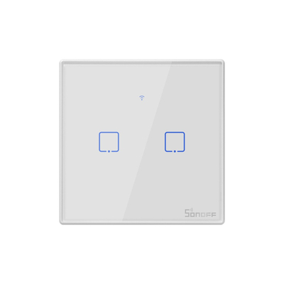 GloboStar® 80131  SONOFF T2EU2C-RF - 433MHz Wireless Smart Wall Touch Button Switch AC 100-240V Max 4A (2A/Way) 2 Way - RF Series