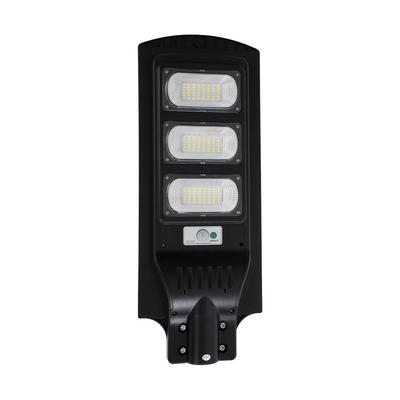 GLOBOSTAR® STREETB 85343 Φωτιστικό Δρόμου LED 90W 4500lm 120° DC 5V με Ενσωματωμένο Φωτοβολταϊκό Panel 6V 12W & Επαναφορτιζόμενη Μπαταρία Li-ion 3.2V 12000mAh με Αισθητήρα Κίνησης-Ημέρας-Νύχτας Αδιάβροχο IP65 Ψυχρό Λευκό 6000K - Μαύρο - Μ24 x Π63 x Υ6cm - 2 Χρόνια Εγγύηση