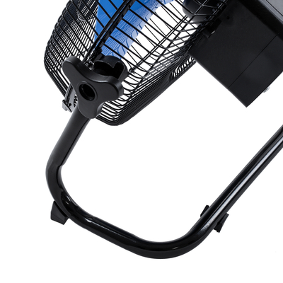 GloboStar® SOLARO-FAN 85351 Solar Fan Αυτόνομος Ηλιακός Επιδαπέδιος Ανεμιστήρας 25W 2 Λειτουργιών Ρεύματος με AC 220-240V ή με Φωτοβολταϊκό Panel 9V 12W & Επαναφορτιζόμενη Μπαταρία Li-ion 7.4V 4400mAh - 12 Ταχύτητες - Ενσωματωμένο USB 2.0 Charger Συσκευών - IP20 - Μ42 x Π20 x Υ35cm - Μαύρο & Μπλε - 2 Years Warranty