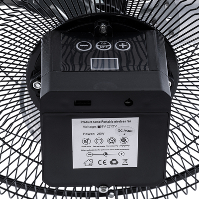 GloboStar® SOLARO-FAN 85352 Solar Fan Αυτόνομος Ηλιακός Επιδαπέδιος Ανεμιστήρας 25W 2 Λειτουργιών Ρεύματος με AC 220-240V ή με Φωτοβολταϊκό Panel 9V 12W & Επαναφορτιζόμενη Μπαταρία Li-ion 7.4V 4400mAh - 12 Ταχύτητες - Ενσωματωμένο USB 2.0 Charger Συσκευών - IP20 - Μ42 x Π20 x Υ35cm - Μαύρο & Ασημί - 2 Years Warranty