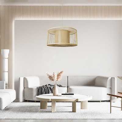 GLOBOSTAR® HIBISCUS 01936 Boho Κρεμαστό Φωτιστικό Οροφής με Ντουί 1 x E27 AC 220-240V IP20 - Μπεζ - Μ80 x Π80 x Υ38cm