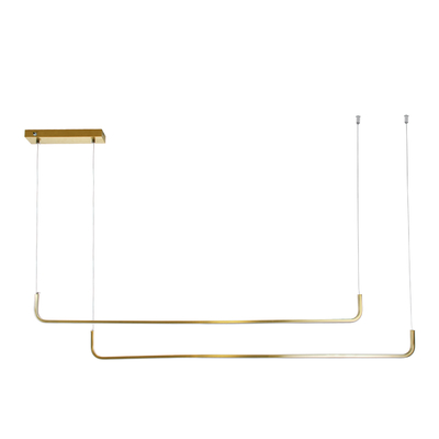 GLOBOSTAR® LINARIA DUO 60926 Μοντέρνο Κρεμαστό Φωτιστικό Οροφής LED 72W 8300lm 200° AC 220-240V IP20 Ρυθμιζόμενο Λευκό CCT με Χειριστήριο από 2700K έως 6000K Dimmable - Lumileds SMD Chip - Χρυσό Βούρτσας - Μ220 x Π4 x Υ25cm - 3 Χρόνια Εγγύηση