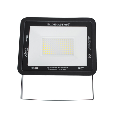 GLOBOSTAR® ATLAS 61426 Προβολέας LED 100W 12000lm 120° AC 220-240V Αδιάβροχο IP67 Φυσικό Λευκό 4500K - Lumileds SMD Chip - TÜV Rheinland Certified - Μαύρο Ματ - Μ27 x Π4 x Υ21cm - 5 Χρόνια Εγγύηση