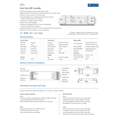 GloboStar® 71565 V2-L SKYDANCE DC RF 2.4Ghz Dimmer High Speed Controller & Push Dimming 2 Κανάλια DC 12-48V 2 x 8A 384W - Max 16.5A 384W - IP20 Μ17.5 x Π4.5 x Υ2.5cm - 5 Years Warranty
