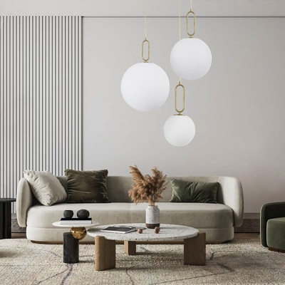 GLOBOSTAR® BELLISSIMO 61486 Μοντέρνο Κρεμαστό Φωτιστικό Οροφής με Ντουί 1 x E27 AC 220-240V IP20 - Λευκό & Χρυσό Πλατίνα - Μ20 x Π20 x Υ42cm