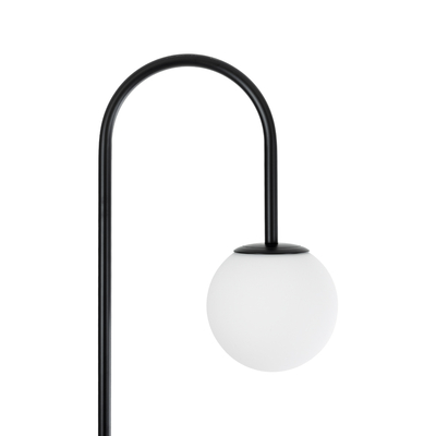 GloboStar® CORDELIA 02026 Μοντέρνο Επιδαπέδιο Φωτιστικό Μονόφωτο 1 x E27 IP20  - Μαύρο Μέταλλο, Λευκό Γυαλί με Λευκό Μάρμαρο - Μ30 x Π38 x Υ180cm