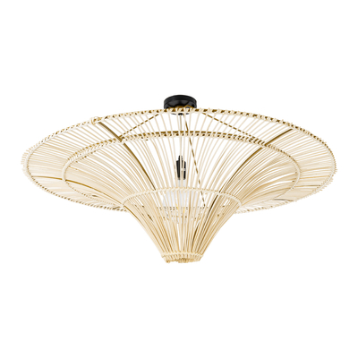 GLOBOSTAR® PALERMO 02153 Boho Φωτιστικό Οροφής με Ντουί 1 x E27 AC 220-240V IP20 - Μπεζ - Μ100 x Π100 x Υ55cm