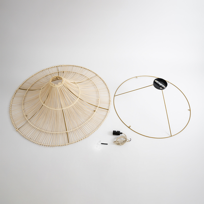 GLOBOSTAR® PALERMO 02153 Boho Φωτιστικό Οροφής με Ντουί 1 x E27 AC 220-240V IP20 - Μπεζ - Μ100 x Π100 x Υ55cm