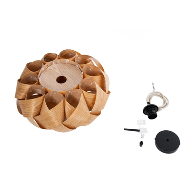 GLOBOSTAR® SARDIGNA 02217 Boho Κρεμαστό Φωτιστικό Οροφής με Ντουί 1 x E27 AC 220-240V IP20 - Καφέ - Μ40 x Π40 x Υ20cm