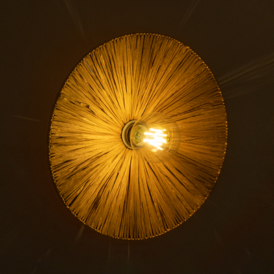 GLOBOSTAR® COLOMBO 02283 Boho Φωτιστικό Τοίχου - Απλίκα με Ντουί 1 x E27 AC 220-240V IP20 - Μπεζ - Μ40 x Π40 x Υ9cm