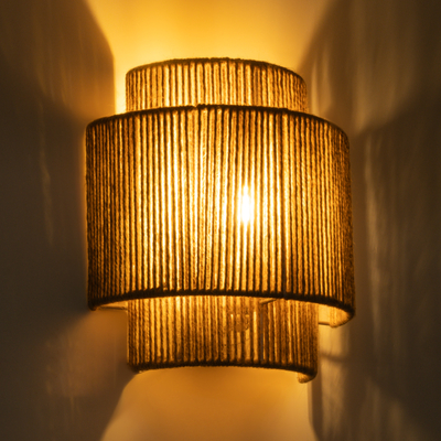 GLOBOSTAR® MABANA 02322 Boho Φωτιστικό Τοίχου - Απλίκα με Ντουί 1 x E27 AC 220-240V IP20 - Μπεζ - Μ23 x Π11 x Υ25cm