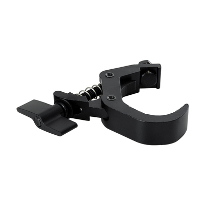 GLOBOSTAR® CLAMPS 51180 Stage Hook Γάντζος Αλουμινίου Ύψηλης Αντοχής για Κρέμαση, Στήριξη & Τοποθέτηση Προϊόντων Stage σε Τράσες Αδιάβροχο IP65 - Μαύρο Ματ - Μ16 x Π12 x Υ2.5cm