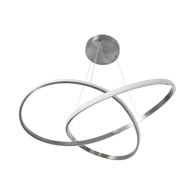 GLOBOSTAR® DEXTER 60915 Μοντέρνο Κρεμαστό Φωτιστικό Οροφής LED 90W 10080lm 300° AC 220-240V IP20 Ρυθμιζόμενο Λευκό CCT με Χειριστήριο από 2700K έως 6000K Dimmable - Lumileds SMD Chip - Νίκελ Βούρτσας - Μ73 x Π73 x Υ16cm - 3 Χρόνια Εγγύηση