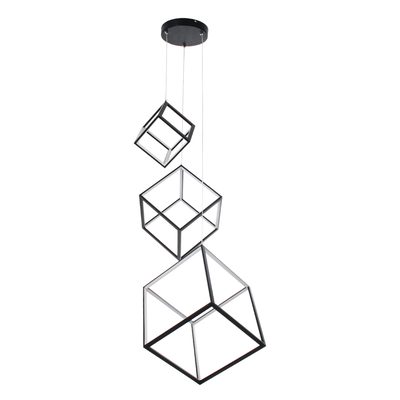 GLOBOSTAR® KIBOO-TRIO 60931 Μοντέρνο Κρεμαστό Φωτιστικό Οροφής LED 90W 10350lm 360° AC 220-240V IP20 Ρυθμιζόμενο Λευκό CCT με Χειριστήριο από 2700K έως 6000K Dimmable - Lumileds SMD Chip - Μαύρο Ματ - Μ60 x Π60 x Υ80cm - 3 Χρόνια Εγγύηση