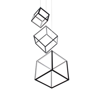 GLOBOSTAR® KIBOO-TRIO 60931 Μοντέρνο Κρεμαστό Φωτιστικό Οροφής LED 90W 10350lm 360° AC 220-240V IP20 Ρυθμιζόμενο Λευκό CCT με Χειριστήριο από 2700K έως 6000K Dimmable - Lumileds SMD Chip - Μαύρο Ματ - Μ60 x Π60 x Υ80cm - 3 Χρόνια Εγγύηση