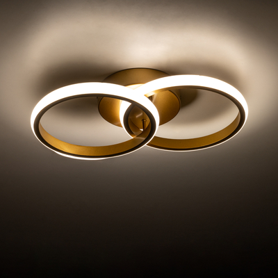 GLOBOSTAR® CORA 61060 Μοντέρνο Φωτιστικό Οροφής LED 18W 2160lm 300° AC 220-240V IP20 Ρυθμιζόμενο Λευκό CCT με On/Off 2700K/4500K/6000K - Lumileds SMD Chip - Χρυσό Βούρτσας - Μ36 x Π20.5 x Υ7cm - 3 Χρόνια Εγγύηση