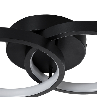 GLOBOSTAR® EVA 61067 Μοντέρνο Φωτιστικό Οροφής LED 16W 1920lm 300° AC 220-240V IP20 Ρυθμιζόμενο Λευκό CCT με On/Off 2700K/4500K/6000K - Lumileds SMD Chip - Μαύρο Ματ - Μ33 x Π21 x Υ7cm - 3 Χρόνια Εγγύηση