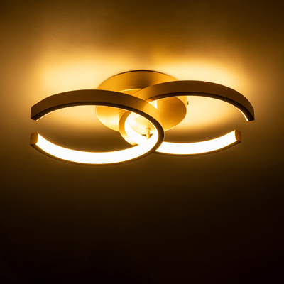 GLOBOSTAR® EVA 61069 Μοντέρνο Φωτιστικό Οροφής LED 16W 1920lm 300° AC 220-240V IP20 Ρυθμιζόμενο Λευκό CCT με On/Off 2700K/4500K/6000K - Lumileds SMD Chip - Χρυσό Βούρτσας - Μ33 x Π21 x Υ7cm - 3 Χρόνια Εγγύηση
