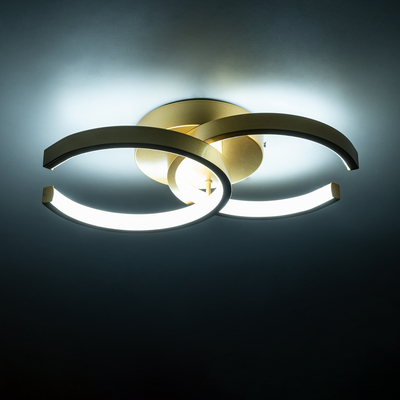 GLOBOSTAR® EVA 61069 Μοντέρνο Φωτιστικό Οροφής LED 16W 1920lm 300° AC 220-240V IP20 Ρυθμιζόμενο Λευκό CCT με On/Off 2700K/4500K/6000K - Lumileds SMD Chip - Χρυσό Βούρτσας - Μ33 x Π21 x Υ7cm - 3 Χρόνια Εγγύηση
