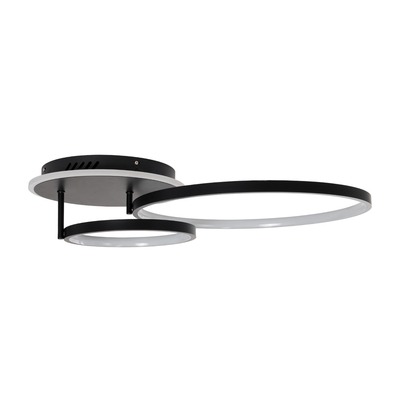 GLOBOSTAR® NEMESIS 61105 Μοντέρνο Φωτιστικό Οροφής LED 67W 7573lm 360° AC 220-240V IP20 Ρυθμιζόμενο Λευκό CCT με Χειριστήριο από 2700K έως 6000K Dimmable - Lumileds SMD Chip - Μαύρο Ματ - Μ84 x Π45 x Υ13cm - 3 Χρόνια Εγγύηση