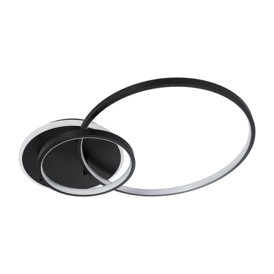 GLOBOSTAR® NEMESIS 61105 Μοντέρνο Φωτιστικό Οροφής LED 67W 7573lm 360° AC 220-240V IP20 Ρυθμιζόμενο Λευκό CCT με Χειριστήριο από 2700K έως 6000K Dimmable - Lumileds SMD Chip - Μαύρο Ματ - Μ84 x Π45 x Υ13cm - 3 Χρόνια Εγγύηση