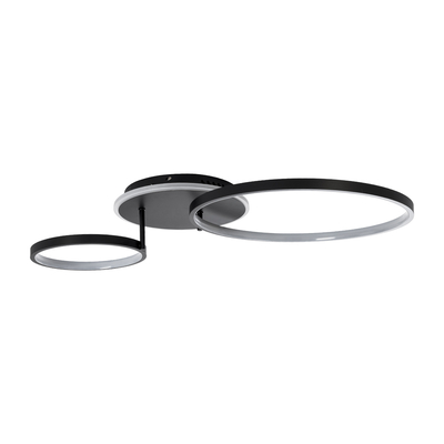 GLOBOSTAR® NEMESIS 61105 Μοντέρνο Φωτιστικό Οροφής LED 67W 7573lm 360° AC 220-240V IP20 Ρυθμιζόμενο Λευκό CCT με Χειριστήριο από 2700K έως 6000K Dimmable - Lumileds SMD Chip - Μαύρο Ματ - Μ84 x Π45 x Υ13cm - 3 Χρόνια Εγγύηση