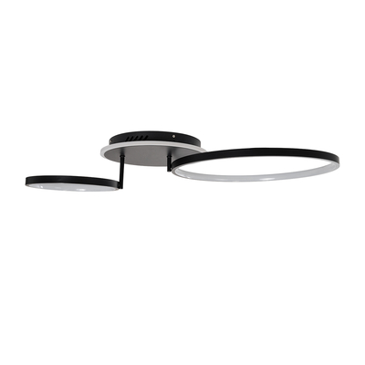 GLOBOSTAR® NEMESIS 61105 Μοντέρνο Φωτιστικό Οροφής LED 67W 7573lm 360° AC 220-240V IP20 Ρυθμιζόμενο Λευκό CCT με Χειριστήριο από 2700K έως 6000K Dimmable - Lumileds SMD Chip - Μαύρο Ματ - Μ84 x Π45 x Υ13cm - 3 Χρόνια Εγγύηση