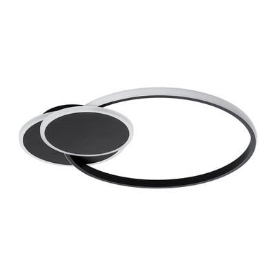 GLOBOSTAR® CIRCUO 61229 Μοντέρνο Φωτιστικό Οροφής LED 75W 8400lm 360° AC 220-240V IP20 Ρυθμιζόμενο Λευκό CCT με Χειριστήριο από 2700K έως 6000K Dimmable - Lumileds SMD Chip - Μαύρο Ματ - Μ53 x Π42.5 x Υ9cm - 3 Χρόνια Εγγύηση